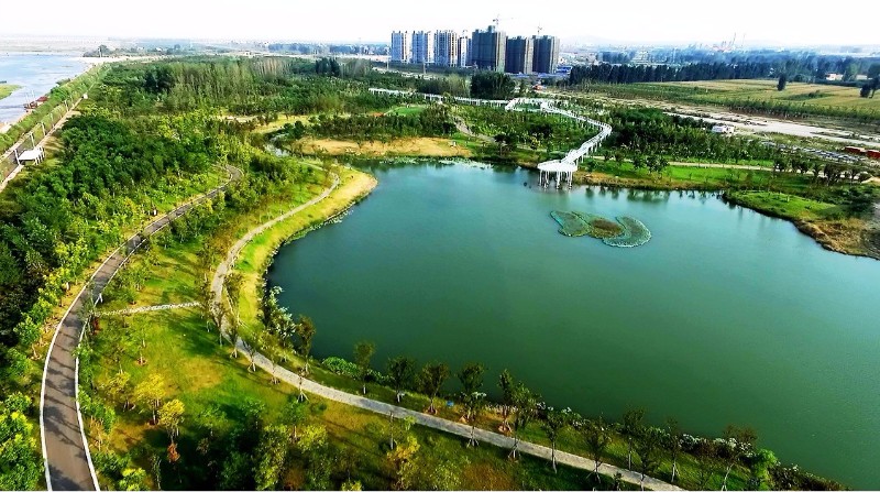 龙泉湖鸟瞰，汝河南岸科普馆附近_wps图片